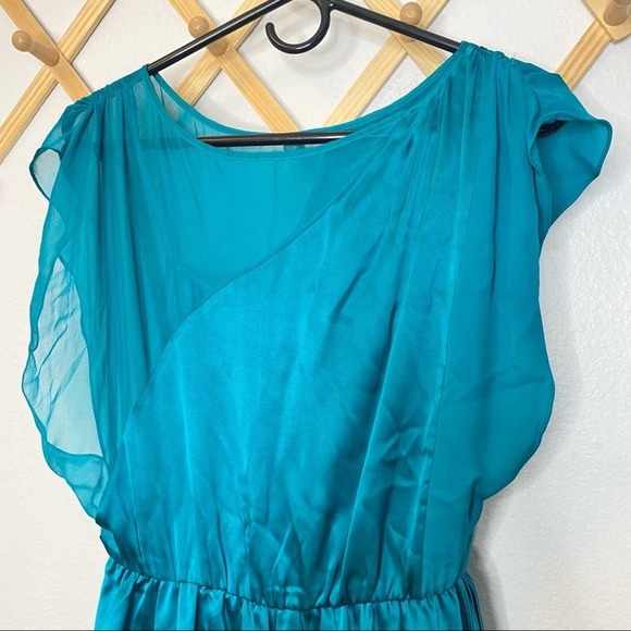 Alice + Olivia Silk Asymmetric Mini Dress Blue Turquoise Small - Picture 3 of 7